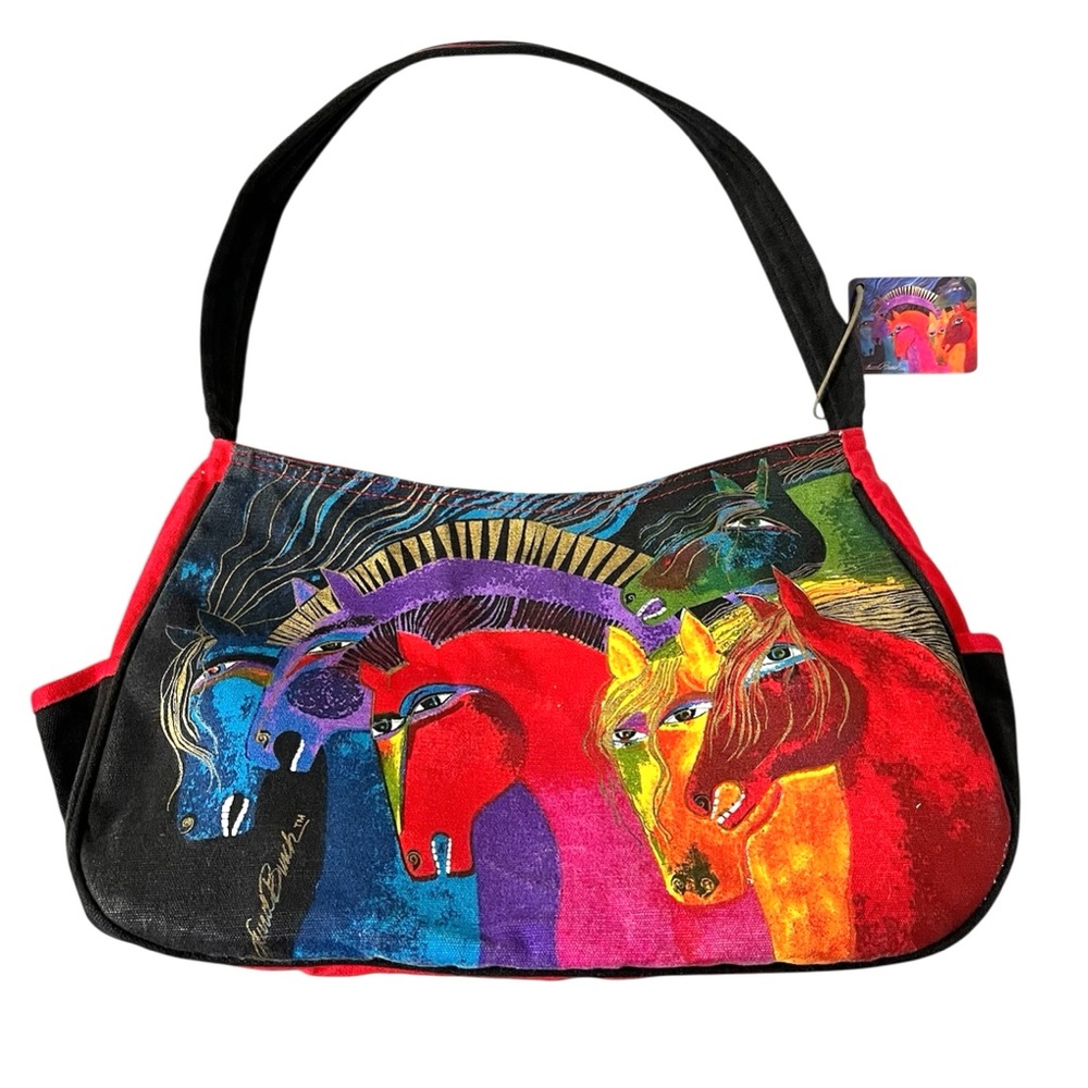 Laurel Burch Wild Horses Of Fire Canvas Shoulder Bag Purse Art Charm
